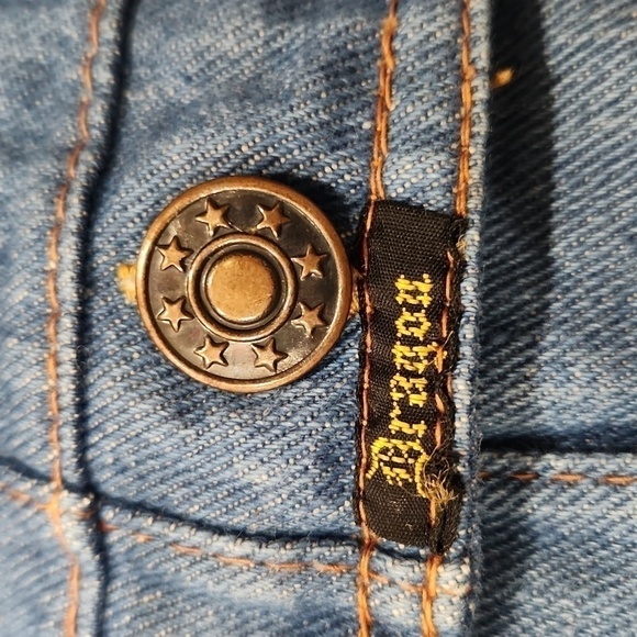 RARE VINTAGE 70s MOD Denim Jacket Patchwork, Men's Small Womens Med( listing as) - Picture 7 of 7